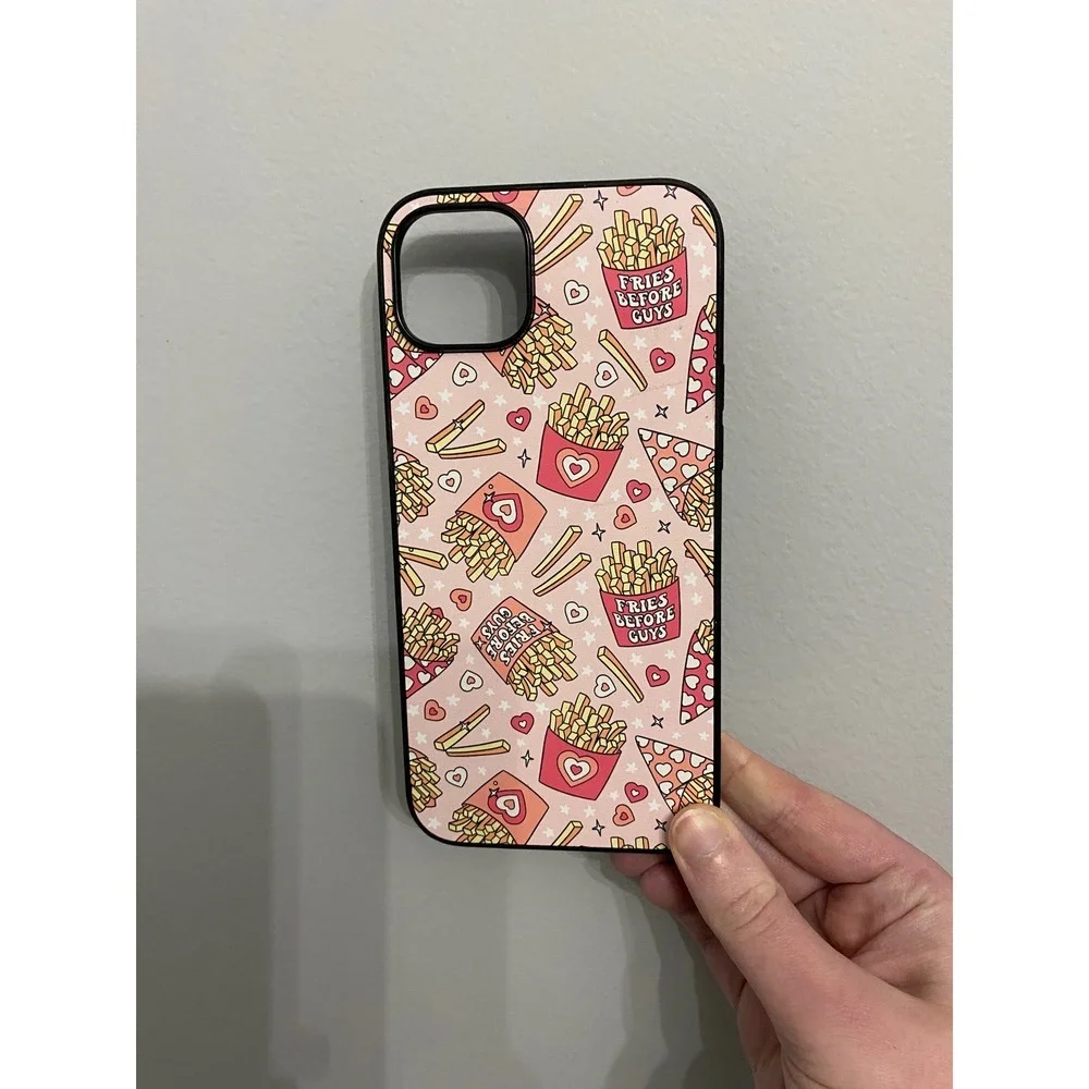 iPhone 15 Plus Case Unisex Pink Fries Before Guys Graphic Print Protective Shell
